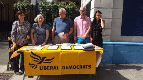 Forest Hill Lib Dems collecting signatures outside The Capitol in support of retaining the Human Rights Act